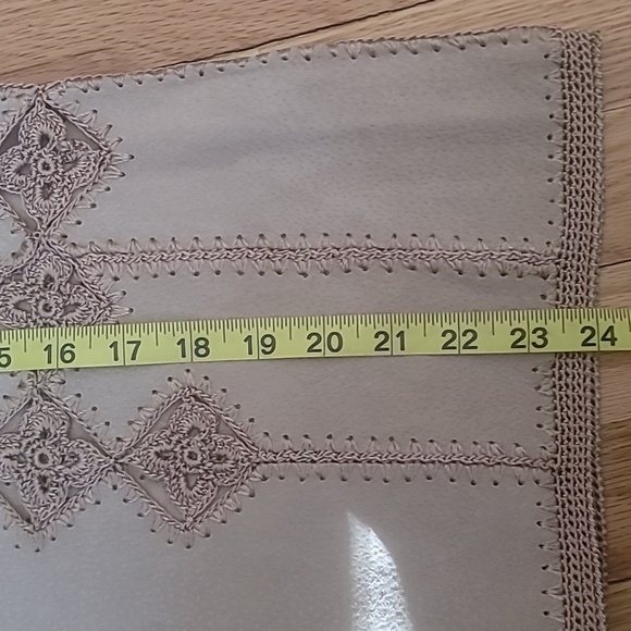 Suede crocheted panel cardigan or lightweight jacket tan beige cream - Picture 15 of 15